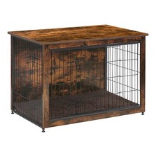 Furniture Style Dog Crate with Cushion Wooden Double Doors Indoor Kennel Medium