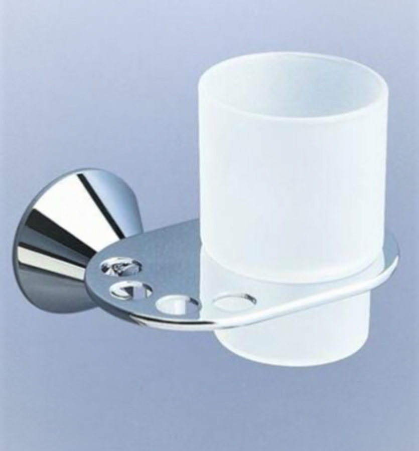 6 x RETRO Polished Chrome Toothbrush Holder & FROSTED ACRYLIC Tumbler