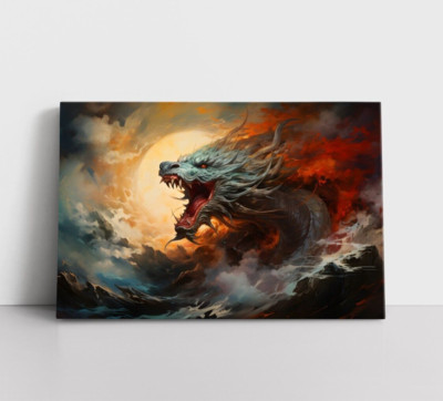 Chinese Dragon Painting Print on Framed Canvas Wall Art | Oriental Dragon