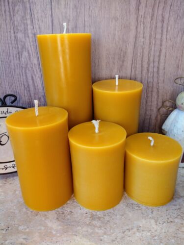 Beeswax Pillar Candles, Handcrafted with 100% Pure Natural Beeswax, 5 Sizes - Picture 1 of 6