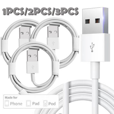 3-PACK USB Data Fast Charger Cable Cord For Apple iPhone 5 6 7 8 X 11 12 13 MAX