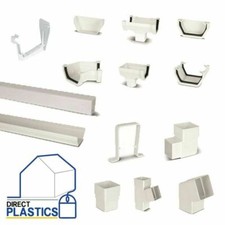 PVC Square White Gutter Guttering | Brackets | Union | Clips | Downpipe | UPVC