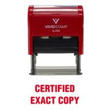 Certified Exact Copy Self Inking Rubber Stamp (Red Ink) - Medium