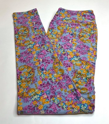 NEW LuLaRoe TC Leggings PERIWINKLE GOLD PINK Wildflower DAISY Flower Whimsical