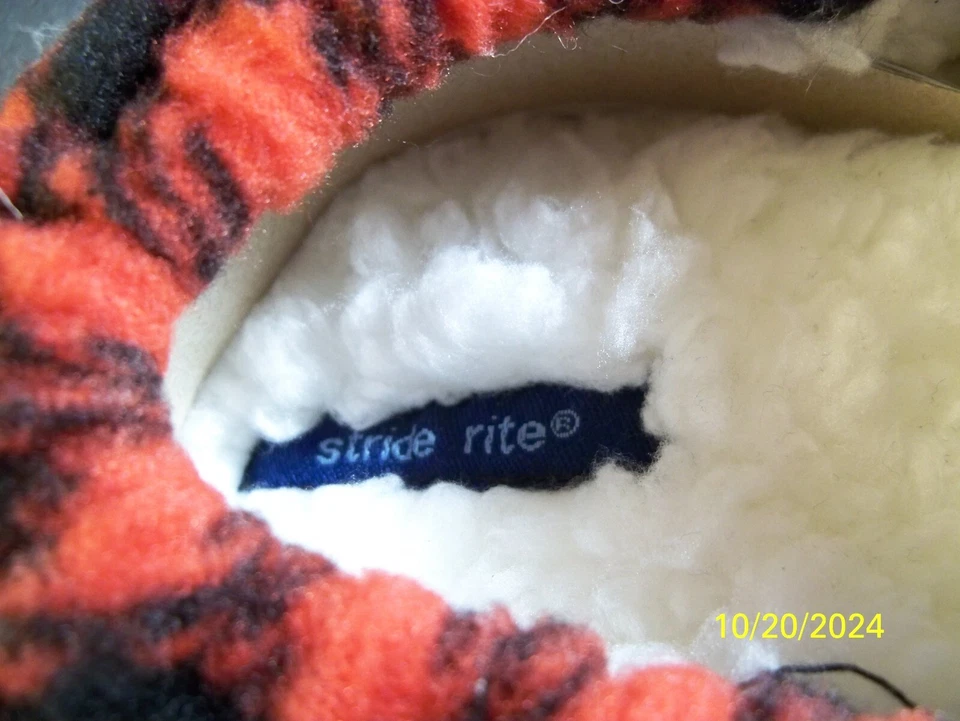 Stride Rite 拖鞋羊毛衬垫内侧男女通用尺寸 11-12 红色格子 — 第 4/4 张图片