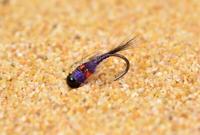 6 Flies - Tungsten Two Bit Hooker Purple Jig Head Fly - Euro nymph - Hanak Hook