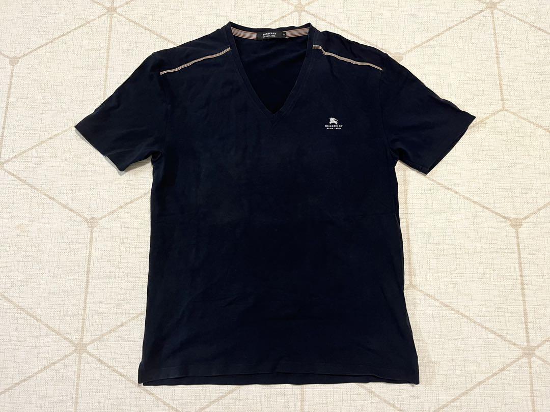 Burberry Black Label V-neck T-shirt with horse logo, navy, men 