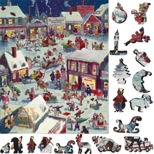 Wooden Jigsaw Puzzle for Adults by FoxSmartBox -263 Pcs- Christmas eve at Yapp's