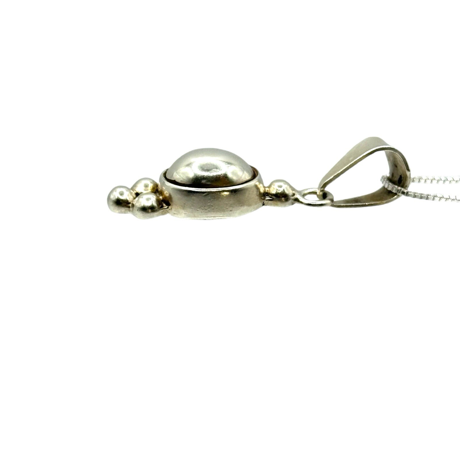 Sterling Silver 925 Solid Cabachon Dot Pendant Ne… - image 8