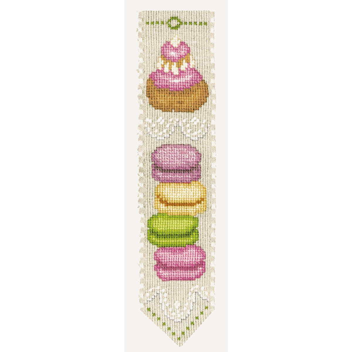 Le Bonheur des Dames bookmark counted cross stitch kit ""Macaron"", 5x20cm, DIY