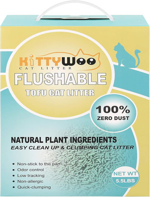 Tofu Cat Litter, Natural Flushable Cat Litter Easy Clumping Kitty Litter Low Tra