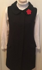 Uniqlo +J Jil Sander Retro 1960s Navy Wool Peter Pan Collar Dress Vest Jacket M