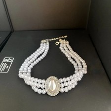 Multi Layer Pearl Necklace, Women's Jewelry Set with Diamonds Imitation Pearl