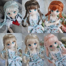 1/6 1/4 1/3 Double Twist Braid Hair With Bangs Faux Mohair Silk Wigs For BJD