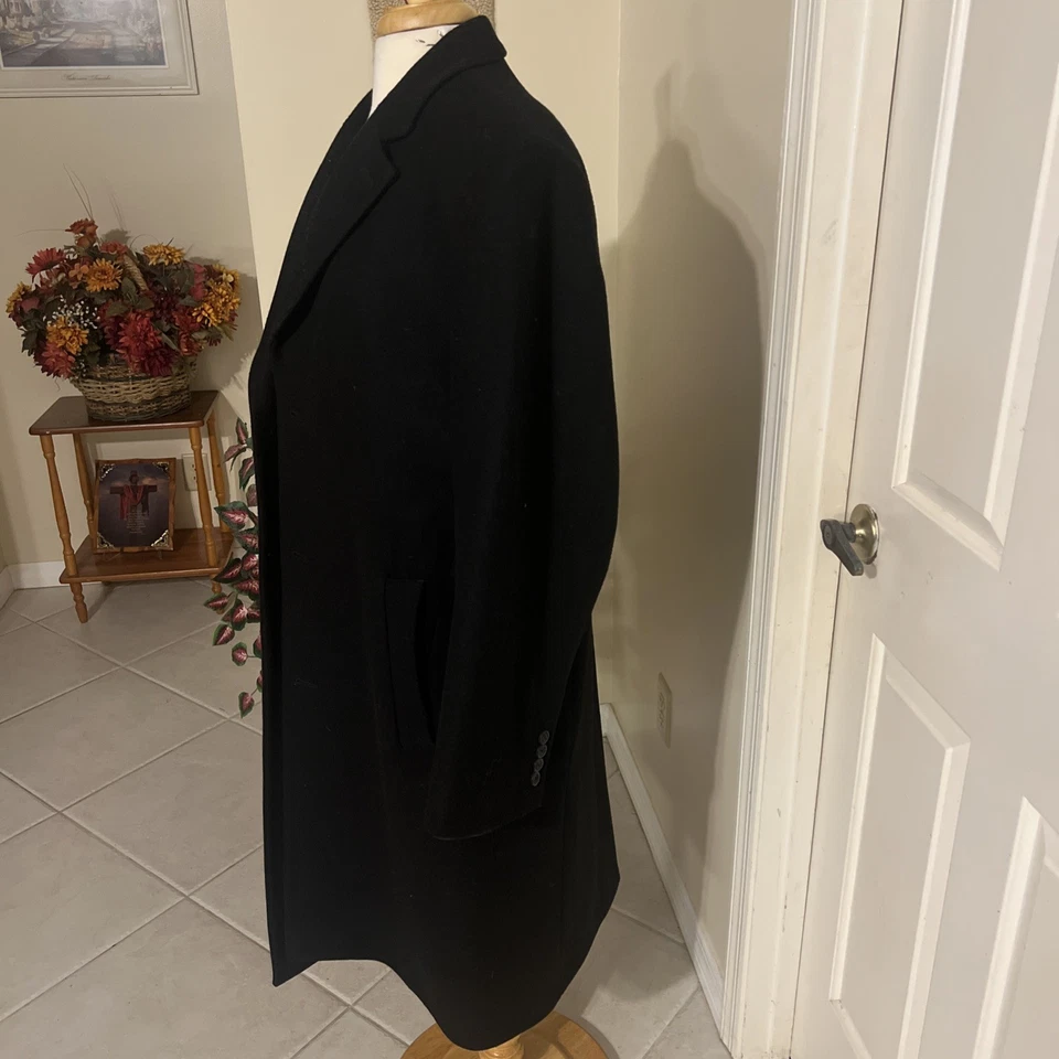  London Fog Men's BLACK Wool Blend Overcoat Jacket Coat Size 42R - Image 3 of 4