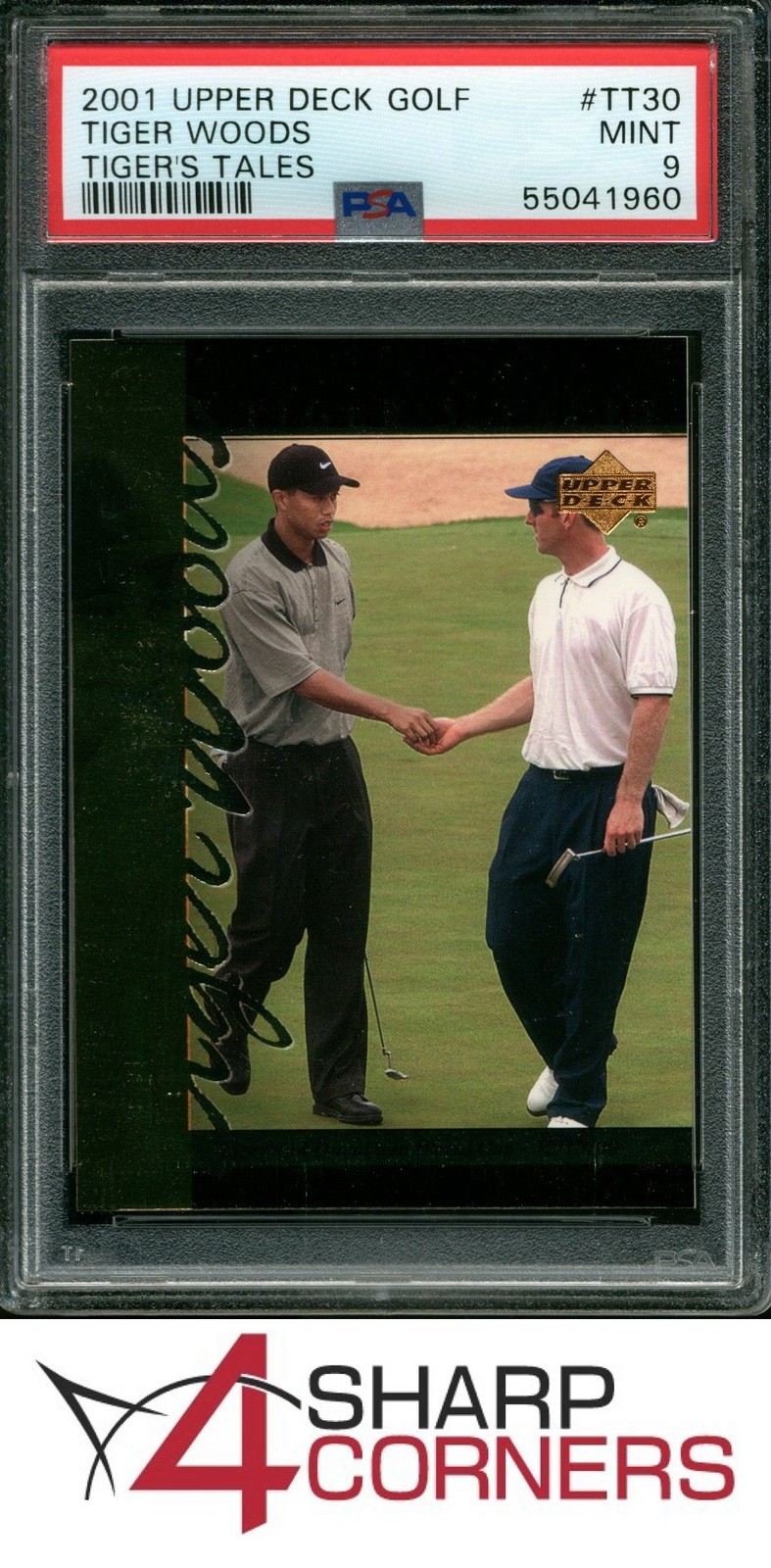 2001 UPPER DECK GOLF TIGER'S TALES #TT30 TIGER WOODS RC HOF PSA 9 view 1