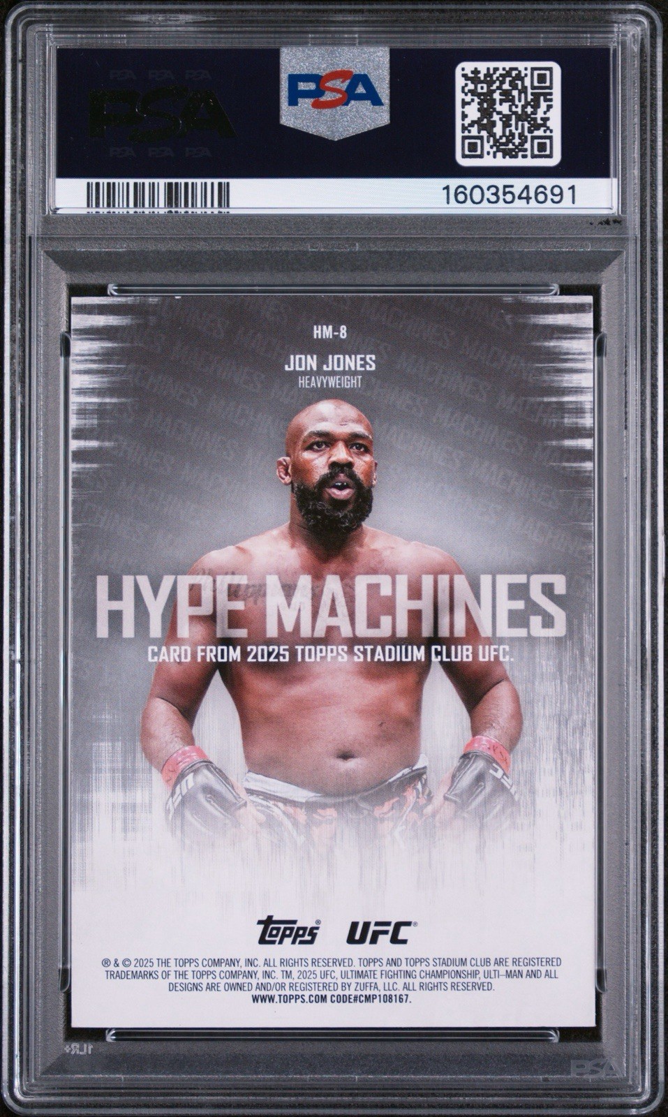 Topps 2025 Stadium Club UFC Jon Jones Hype Machine HM-8 Black /99 PSA 9 view 2
