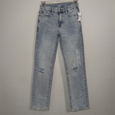 Old Navy Girls Jeans Slim Light Wash Size 10 NEW Adjustable Waist Distressed