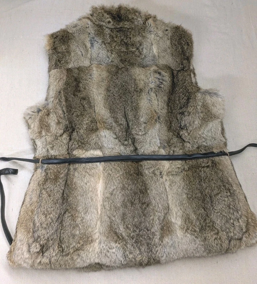 Chaleco Vintage Para Mujer Auténtico Piel de Conejo Cremallera Completa Talla L Express Foto 2 de 4