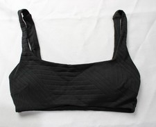 Aerie Women's XO Ribbed Wide Strap Scoop Bikini Top AC2 True Black Small NWT