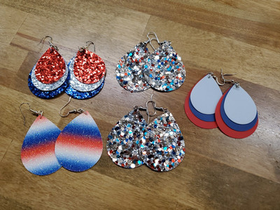 SALE Set Of 5 - 4th of July Earrings Glitter Earrings Independence Day 5 pairs!