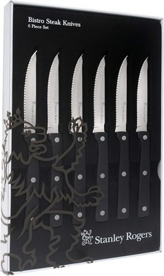 6x Stanley Rogers Steakmesser - Pizzamesser Set BISTRO - Wellenschliff-Klinge