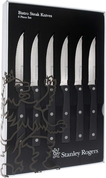 6X Stanley Rogers Steakmesser - Pizzamesser Set Bistro - Wellenschliff-Klinge-image