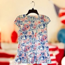 Lilly Pulitzer Girls Cover Up Size L 8-10 Sea To Shining Sea July 4 Bathing Suit