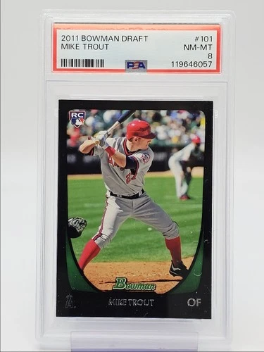 MIKE TROUT 2011 BOWMAN DRAFT ROOKIE BASEBALL ANGELS #101 RC PSA 8 Q0004