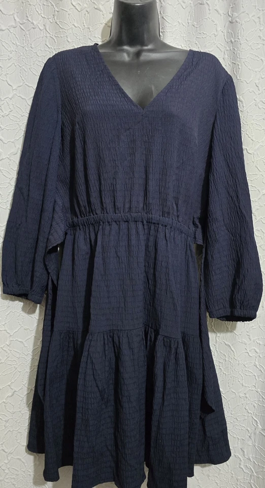 Vestido Tommy Hilfiger Azul Marino en Niveles - Talla 10 - Vestidos para Mujer Manga 3/4 Cuello en V Foto 4 de 4