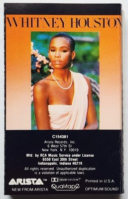 WHITNEY HOUSTON - WHITNEY HOUSTON CASSETTE 1985 (ARISTA) AC8-8212 CLUB EDITION