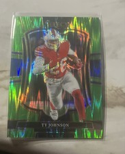 2025 Panini Select - Premier Level Ty Johnson #186 Neon Green Shock Prizm /699
