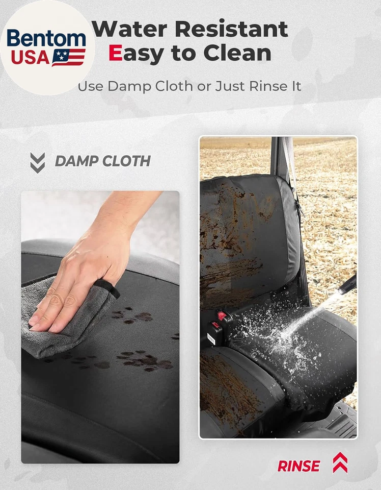 Fundas de asiento UTV negras, repelentes impermeables compatibles con Can Am Defender Max  Foto 4 de 4