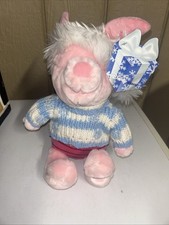 12" Stuffed Plush Piglet Winter Sweater Hat Disney Store Exclusive NWT