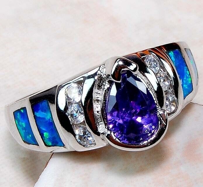 1CT Amethyst 925 Solid Sterling Silver Ring Sz 7 GA4-8