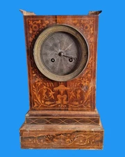 Rosewood Marquetry Terminal Clock 19° Fish Kids Folklore Clock