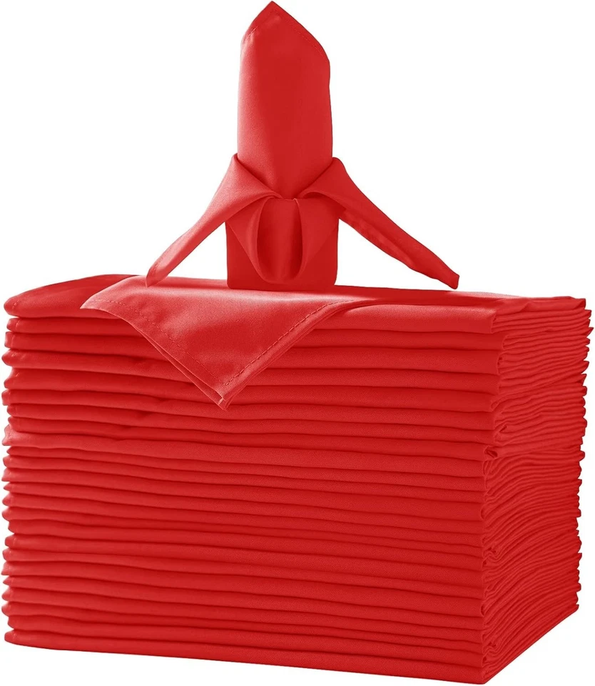 Red Polyester Dinner Napkins - 50pcs, 17x17" - Image 3 of 4