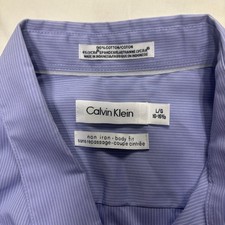 Calvin Klein Non-Iron Body Fit Blue Pinstripe Dress Shirt 16-16.5 32/33