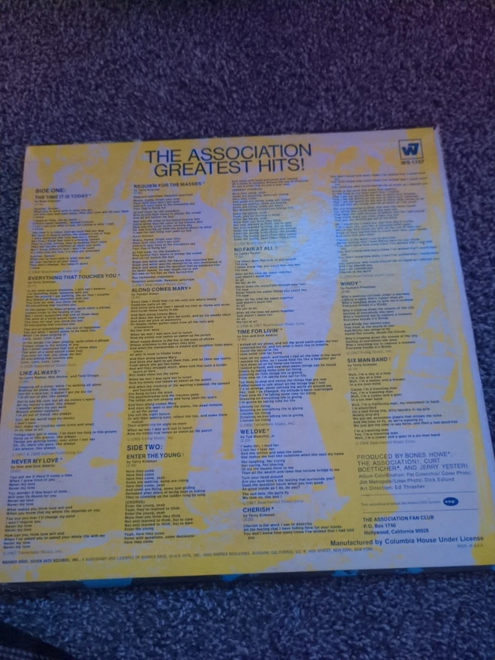 The Association LP Greatest Hits  Warner  Bros. Records 1969  Columbia House  - Image 2 of 4