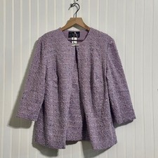 Alex Evenings 2pc Set Women 1X Lavender Sequin Tank Jacket Formal Wedding Gala