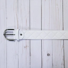Tailored Sportsman Quilted Leather Belt - White/Silver