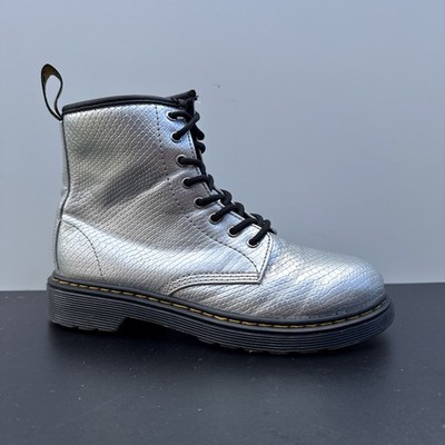 Dr Martens 1460 Junior Silber Reptil Stiefel Größe UK 2 