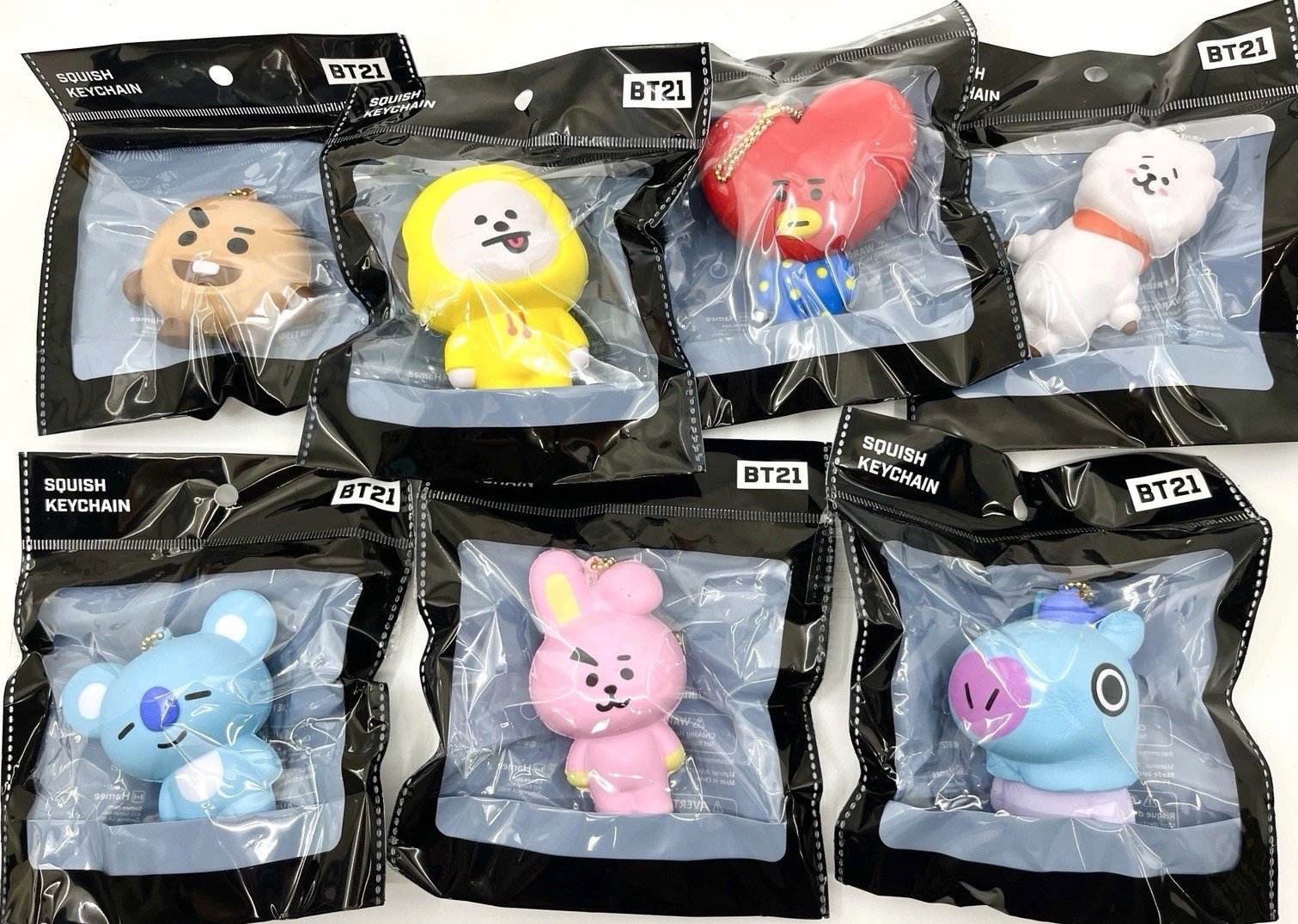 BT21 BTS LINE FRIENDS Hamee Cuerpo Completo Squishy Llavero Juego de 7 Personajes Nuevo