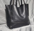 Botkeir Soho Black Heavy Grain Pebbled Leather Tote Bag Purse Shoulderbag