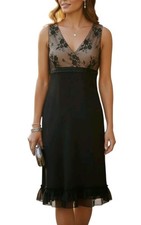 NWT Adrianna Papell Sz 6 Womens Black Lace Babydoll Whimsigoth Formal Dress 