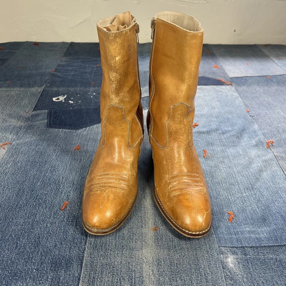 Винтажный 70-х редкая Playboy кожаные ботинки коричневый размер 8,5 D женщин унисекс стороны молнии - Изображение 4 из 4