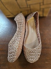 Melissa Campana Papel Flat Ballet Pink Rose Glitter Metallic Round toe Size 4