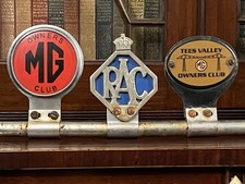 Lot 3 Vintage Car Grille Badges MG Tees Valley Owners Club RAC Mascots Emblems
