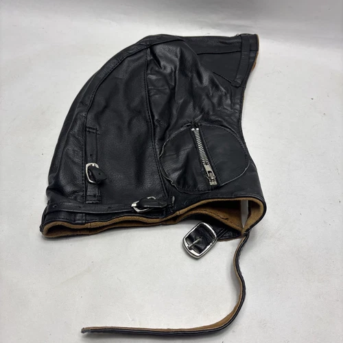 X-Large Leather Flight / Aviation Cap Adjustable Flight Suit Hat Suede Lined