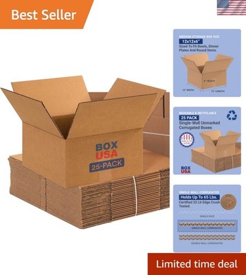 Eco-Friendly 12x12x6 Shipping Boxes - 25 Pack for Easy Packing Solutions